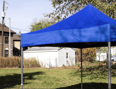 3*6(BLUE iron tube tent (full enclosure) (TYPE C- مظلة حديد باللون الازرق و ساتر خلفي فقط