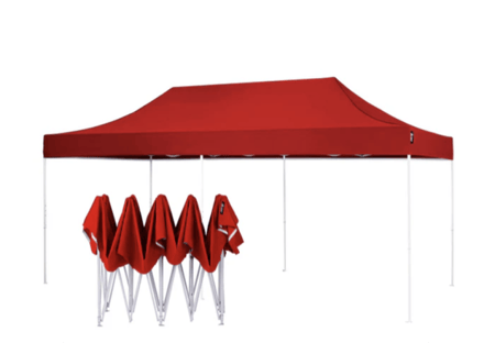 3*6 RED iron tube tent (ordinary) (TYPE A) - بدون أي اضافة  باللوان الأحمر