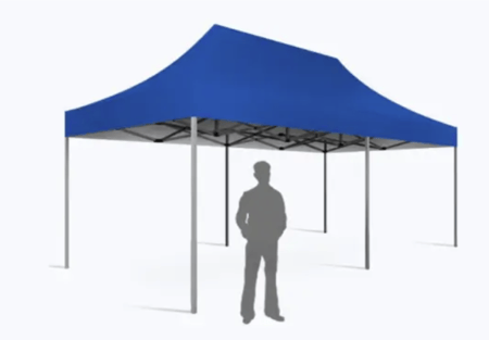 3*6(BLUE iron tube tent (full enclosure) (TYPE C- مظلة حديد باللون الازرق و ساتر خلفي فقط