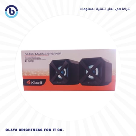 سماعات Kisonli L-5050 متعددة الوسائط بإضاءة LED، حامل مدمج، صوت نقي وواضح، اتصال AUX و USB