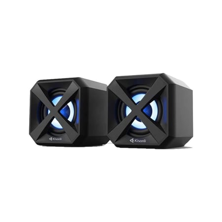 سماعات Kisonli L-5050 متعددة الوسائط بإضاءة LED، حامل مدمج، صوت نقي وواضح، اتصال AUX و USB