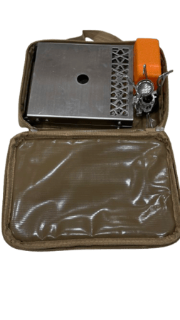 طاولة خدمات مع موقد جانبي بقداح قابل للضغط وشنطة