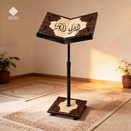 ستاند خشبي فاخر مزخرف بني - ارتفاع قابل للتعديل حتى 120 سم
