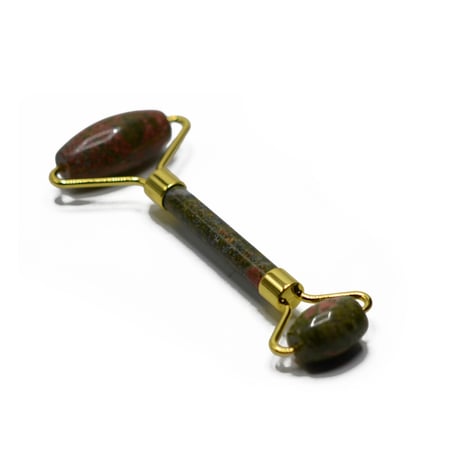 أداة تدليك الوجه من حجر البشم (رأسين ) مكونة من قطعة واحده زيتي واورنج