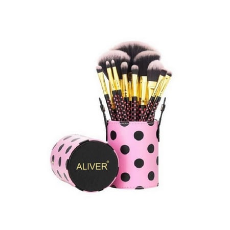 مجموعة فرش مكياج وردي من اليفير - 11 فرشاة