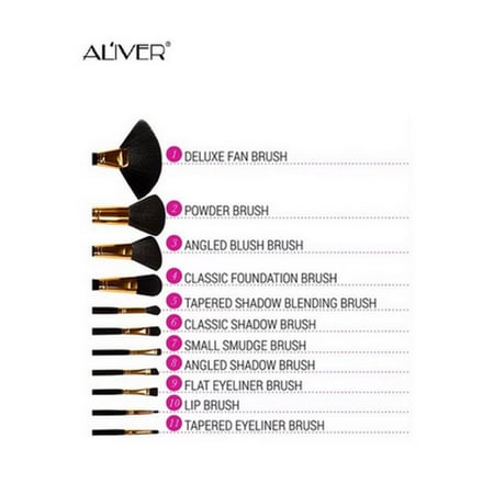 مجموعة فرش مكياج أسود منقط من اليفير - 11 فرشاة