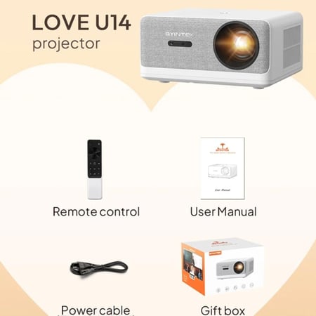 بروجكتر باينتك Love U14 (وصلة اتش دي + محول تايب سي+ ريموت تحكم)