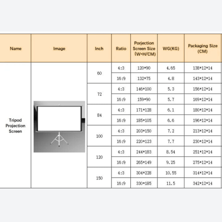 ستارة بروجكتر 120 بوصة بترايبود قابل للطي
