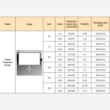 ستارة بروجكتر 84 بوصة بترايبود قابل للطي