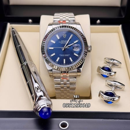 طقم رولكس و كارتير الفاخر : ساعة وقلم وكبك