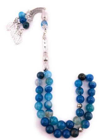 سبحة حجر العقيق الأزرق (blue agate stone )