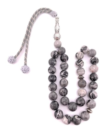 سبحة الأونيكس (Onyx) أو الرخام (Marble) الرمادي