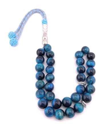 سبحة حجر عين النمر الازرق