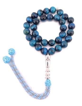 سبحة حجر عين النمر الازرق