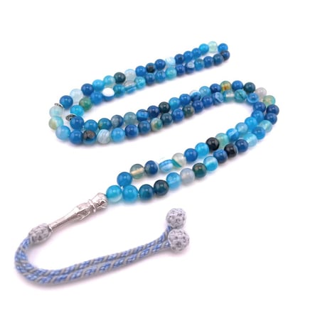 سبحة حجر العقيق الازرق