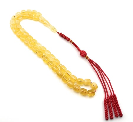 سبحة حجر الكهرمان الكالينقرادي الطبيعي 100% مصنوعة بدقة وعناية