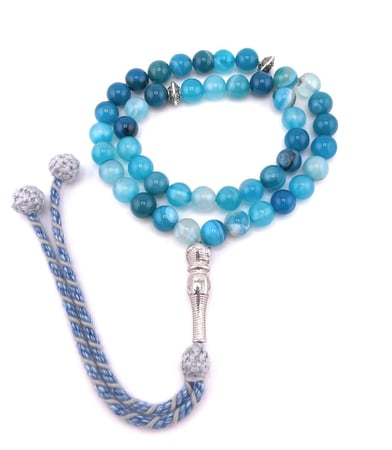 سبحة حجر العقيق الازرق