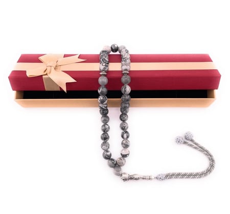 سبحة الأونيكس (Onyx) أو الرخام (Marble) الرمادي