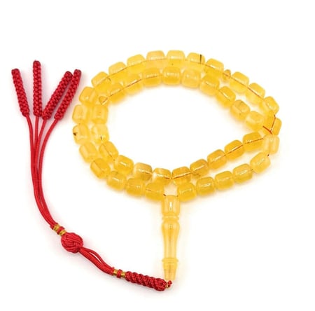 سبحة حجر الكهرمان الكالينقرادي الطبيعي 100% مصنوعة بدقة وعناية