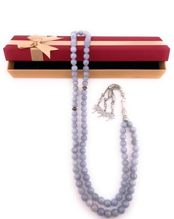 سبحة حجر العقيق الأزرق ( Blue Agate)