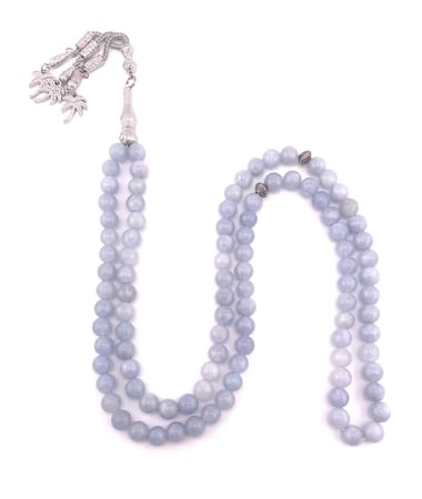 سبحة حجر العقيق الأزرق ( Blue Agate)