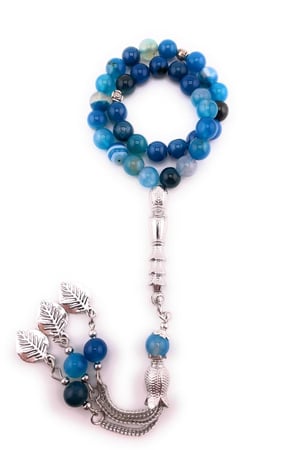 سبحة حجر العقيق الأزرق (blue agate stone )