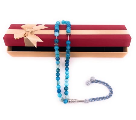 سبحة حجر العقيق الازرق