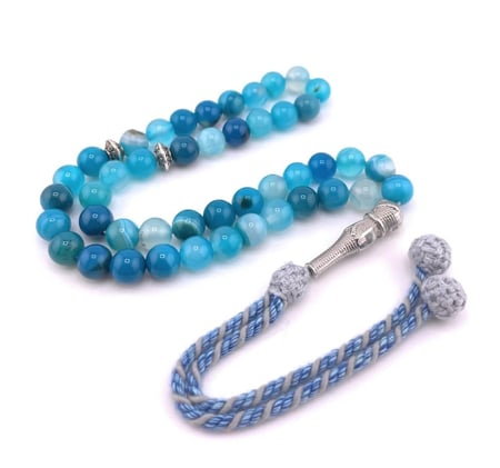 سبحة حجر العقيق الازرق