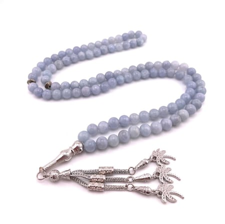 سبحة حجر العقيق الأزرق ( Blue Agate)