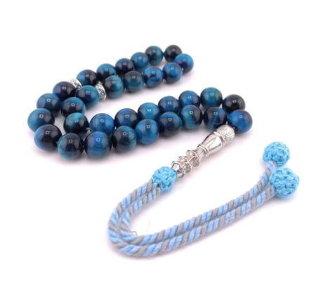 سبحة حجر عين النمر الازرق