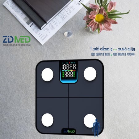 ميزان الكتروني لقياس الوزن والدهون | 25 مؤشر صحي وشاشة LED و بلوتوث 5.4