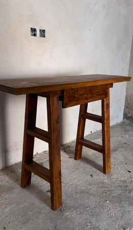 طاولة ركن خشبي مع درج