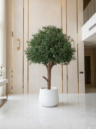 شجرة زيتون صناعية في حوض فايبر - ديكور فاخر يدوم طويلا