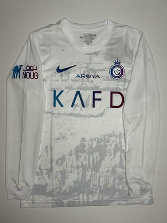 تيشيرت النصر احتياطي ابيض كم طويل 23/24