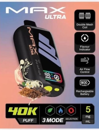 سحبة ناستي ماكس الترا 40 الف NASTY MAX ULTRA 40K توباكو فنيلا كاسترد