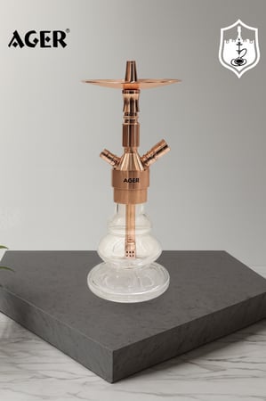 صورة شيشة أجير كريستال 40 سم لون ذهبي نحاس AGER Crystal Hookah
