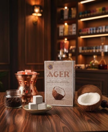 فحم اجير مكعبات طبيعي 100% من قشور جوز الهند – AGER Natural Coconut Shell Charcoal Cubes