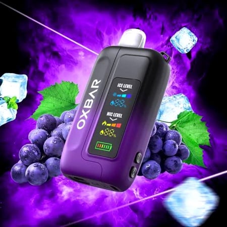 صورة اوكس بار 30 ألف سحبة تحكم بالثلج والنيكوتين OXBAR 30K عنب