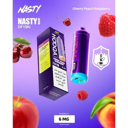 شيشة جاهزة ناستي هوكا NASTY HOOQA DTL 15K - خوخ كرز توت