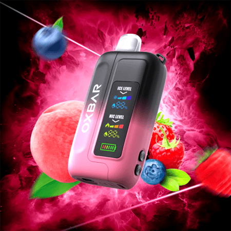 صورة اوكس بار 30 ألف سحبة تحكم بالثلج والنيكوتين OXBAR 30K خوخ توت