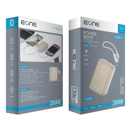 اي ون شاحن متنقل VOLTX - سعة 20 الف مللي امبير - 22.5 واط