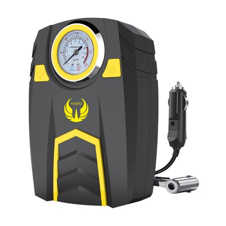 يوفو - مضخة هواء متعدد المهام أسطوانة واحدة مع مقياس ضغط وإضاءة مدمجة