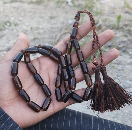 مسباح فاتوران بني كركوشة حرير سبحة عمر