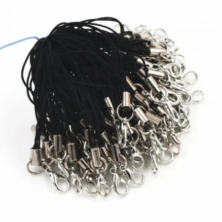 حبل اسود للاكسسوارات و الجوال  12 حبه
