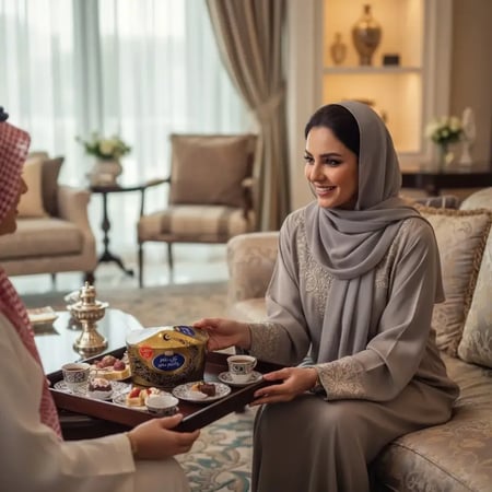 تقديم-شوكولاتة-جالكسي-للضيوف-مع-القهوة