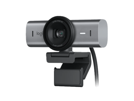 كاميرا ويب ام اكس بريو الترا اتش دي 4K 1080 بيكسل عند 60 إطار في الثانية ميكروفون مزدوج لتقليل الضوضاء وضع عرض USB نوع سي غطاء لمايكروسوفت تيمز وزووم وجوجل ميت - الجرافيت من لوجيتيك