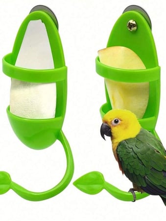 حامل طعام على شكل ورقة خضراء لقفص الطيور وإطعام الببغاوات، معلاق طعام للفاكهة والخضروات