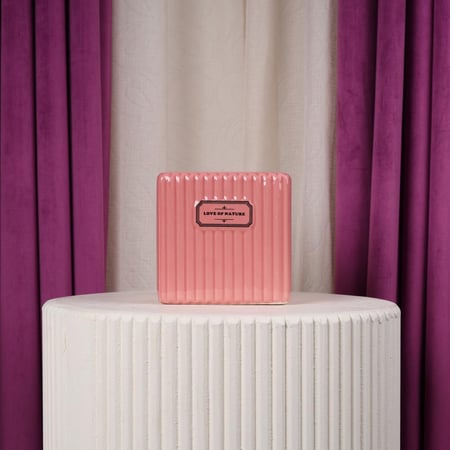 فازة ورد سيراميك مربع وردي