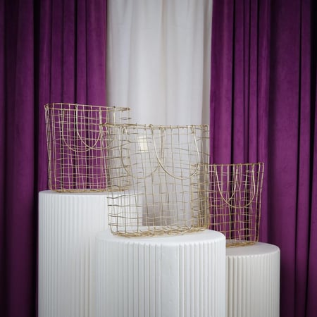 طقم 3 سلال حديد ذهبي