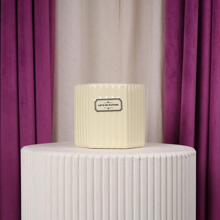 فازة ورد سيراميك سداسي اصفر